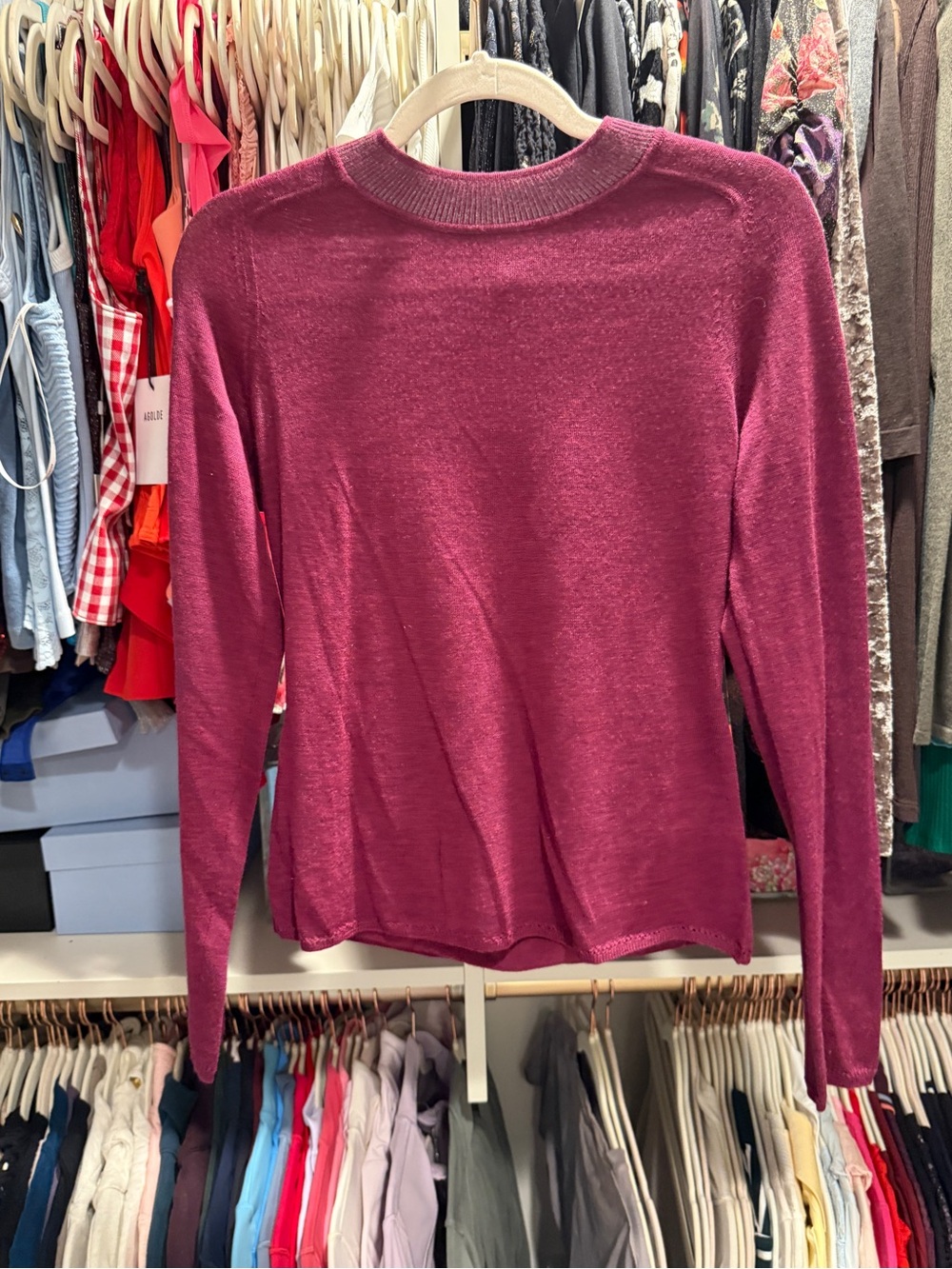 Rag & Bone 100% Merino wool Crewneck Sweater in Berry Plum - Classic Long Sleeve